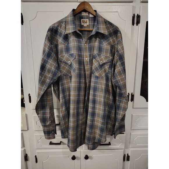 Ely Cattleman Men's Pearl Snap Western Shirt Size XLarge Tall Long Sleeve - Picture 1 of 7